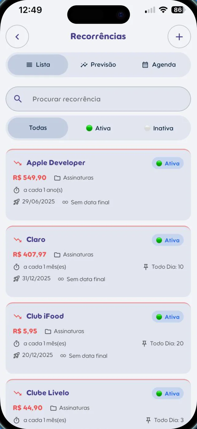 Subscriptions and fixed bills